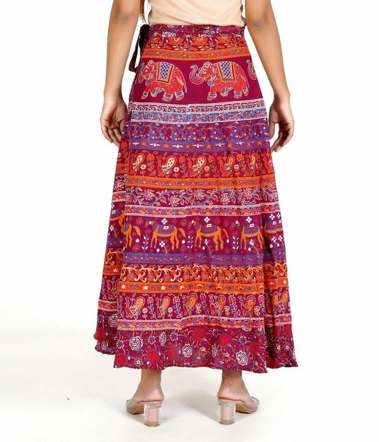 Rangun Maroon 100% Cotton Women Printed WrapAround(Skirts),WA_1078_Naptol_Maroon