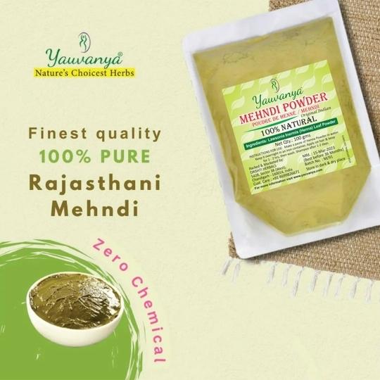 Yauvanya Original Indian Pure and Natural Henna (Mehndi) for Hair - 3X100 gms