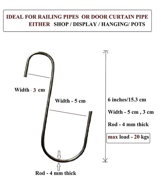 Q1 Beads Steel Stainless Steel S Shaped Hooks - 2 inch (pack of 18)