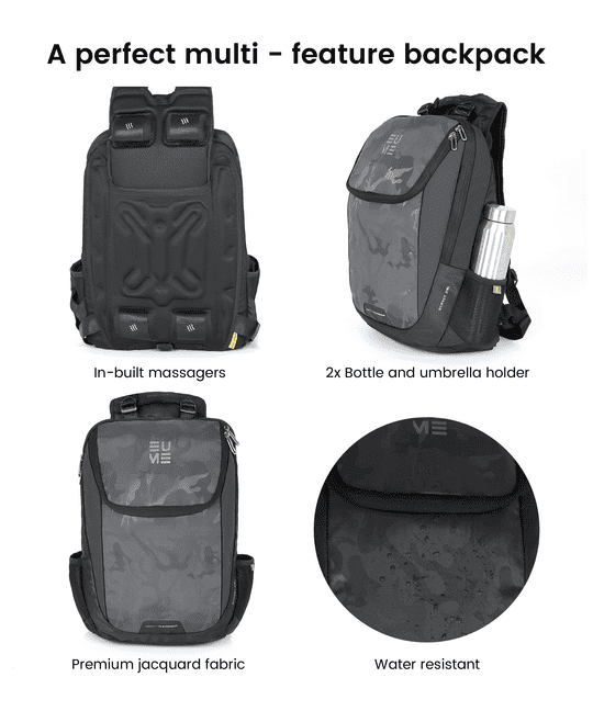 EUME Grey Nylon Laptop Backpack   29 Ltrs