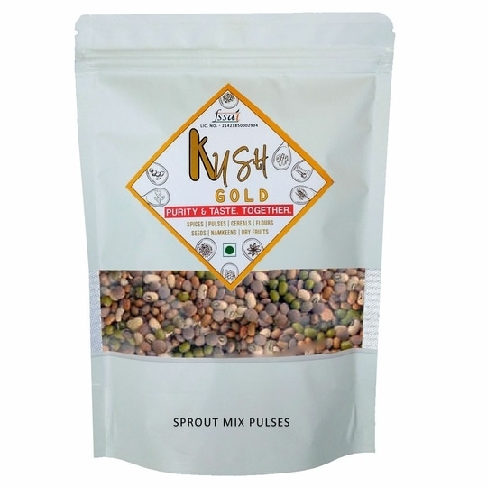 Kush Gold Mixed Whole Pulses for Sprouts / Sprouting Mix Beans (Green Gram, Moth Beans, Cowpea & Whole Red Lentils) (500g)