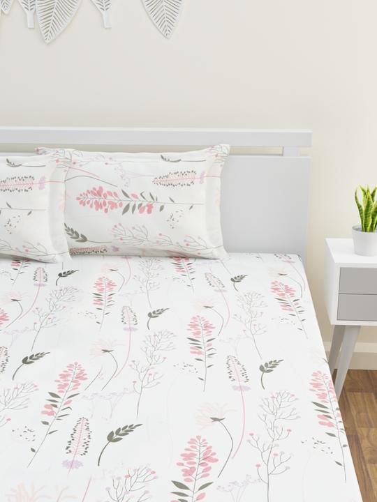 Home Affairs Micro Candy Single Bedsheet Set with Pillow Cover (Cream)