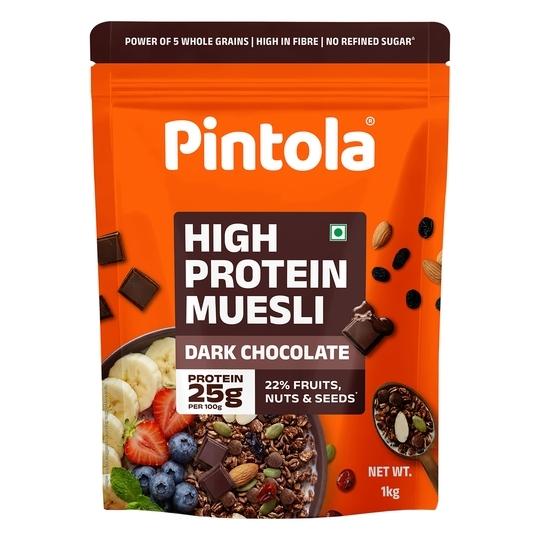 Pintola High Protein (24g) Muesli - Dark Chocolate & Cranberry, with zero refined sugar (1 kg)