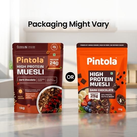 Pintola High Protein (24g) Muesli - Dark Chocolate & Cranberry, with zero refined sugar (1 kg)