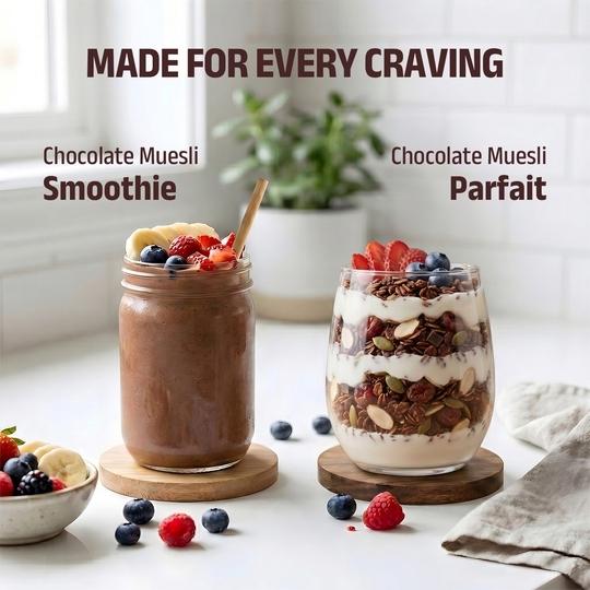 Pintola High Protein (24g) Muesli - Dark Chocolate & Cranberry, with zero refined sugar (1 kg)