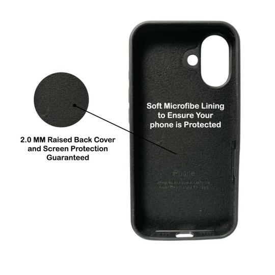 PHONE ANTICS JET BLACK LIQUID SILICONE CASE FOR IPHONE 16 PRO MAX SOFT-TOUCH FINISH FULL CAMERA PROTECTION & SLIM FIT ANTI-FINGERPRINT BACK COVER