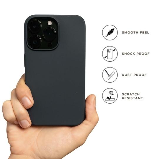 PHONE ANTICS JET BLACK LIQUID SILICONE CASE FOR IPHONE 16 PRO MAX SOFT-TOUCH FINISH FULL CAMERA PROTECTION & SLIM FIT ANTI-FINGERPRINT BACK COVER
