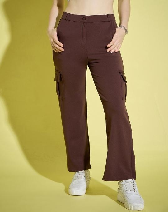 Dimpy Garments Coffee Plus Size Solid Women Cargo Pant