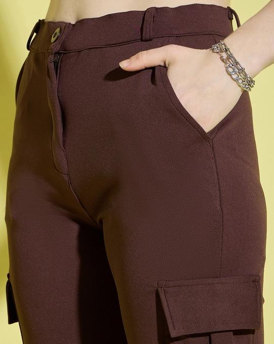 Dimpy Garments Coffee Plus Size Solid Women Cargo Pant