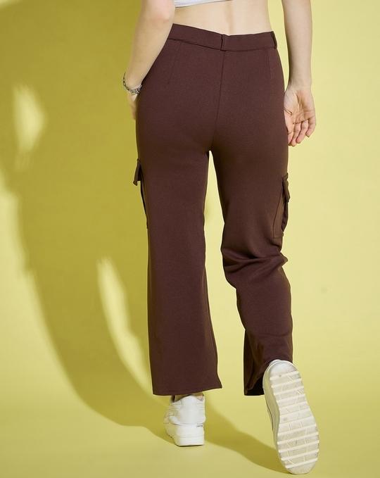 Dimpy Garments Coffee Plus Size Solid Women Cargo Pant