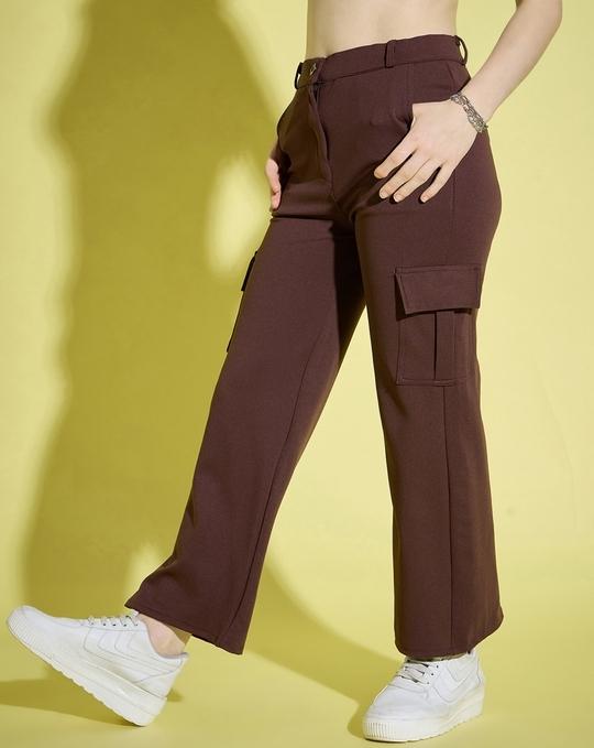 Dimpy Garments Coffee Plus Size Solid Women Cargo Pant
