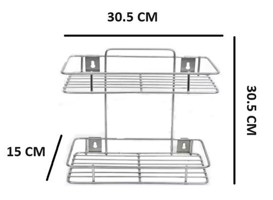 KPT Presents Stainless Steel Wall Shelve| Multipurpose Use Rack With Cup Stand Combo Containers Kitchen Rack (Steel)