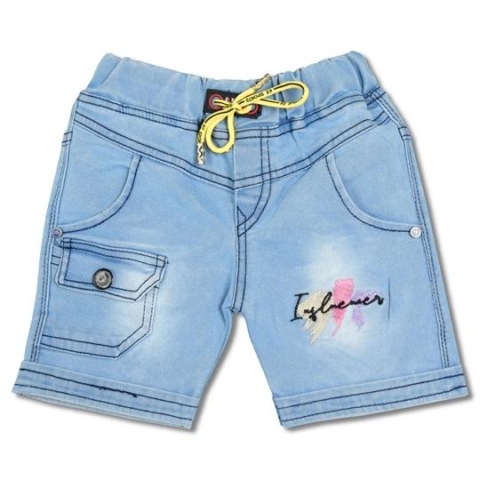 WORTON FASHION Boys 3-Pack Denim Shorts - Multicolor Shorts with Elastic Waist, Drawcord & Colorful Embroidered Graphics 1-7 Years