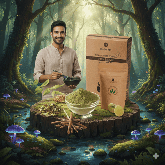 HERBAL ME Ecocert Certified Dark Brown Natural Hair Color for Vibrant Coverage, Stronger Hair, and Lasting Shine Pure Botanical Formula, 150grm