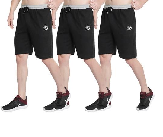 Oora Men Black Pack Of 3 Sports Shorts