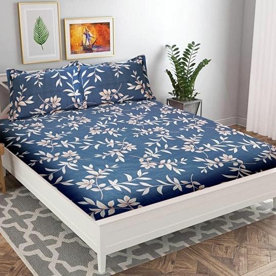 SAVORA LIFESTYLE Set of 2 Queen Size Cotton Bedsheet with 2 Pillow Covers 90x100 Inches Soft Breathable Printed Double Bed Sheet for Home Bedroom, Combo 05