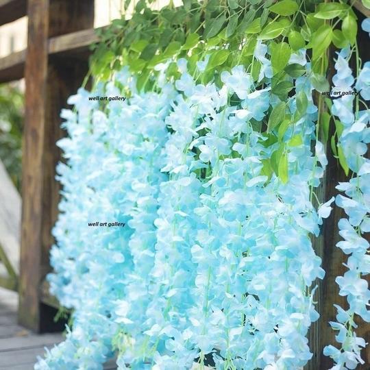 R.M. INDUSTRIES Elegant White Artificial Wisteria Flower Hanging Garland