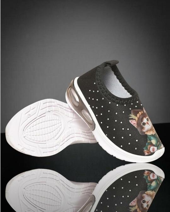 Firstcliq Slip-On-Running Shoes For Girls Kids Sports Shoes for GirlsCAT-REAL-BK-11