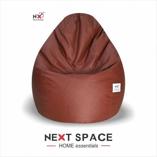 NEXT SPACE Oversized Faux Leather Bean Bag Cover Premium Bean Bag Cover Only | Durable, Washable, Stylish Seating Cover for Living Room, Bedroom, Gaming & Office Use  | Size-XL | Tan Brown