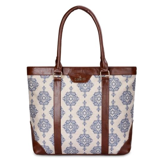 The Clownfish White Polyester Miranda Series 14 Inch Laptop Bag For Women