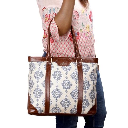 The Clownfish White Polyester Miranda Series 14 Inch Laptop Bag For Women