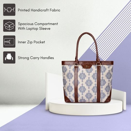 The Clownfish White Polyester Miranda Series 14 Inch Laptop Bag For Women
