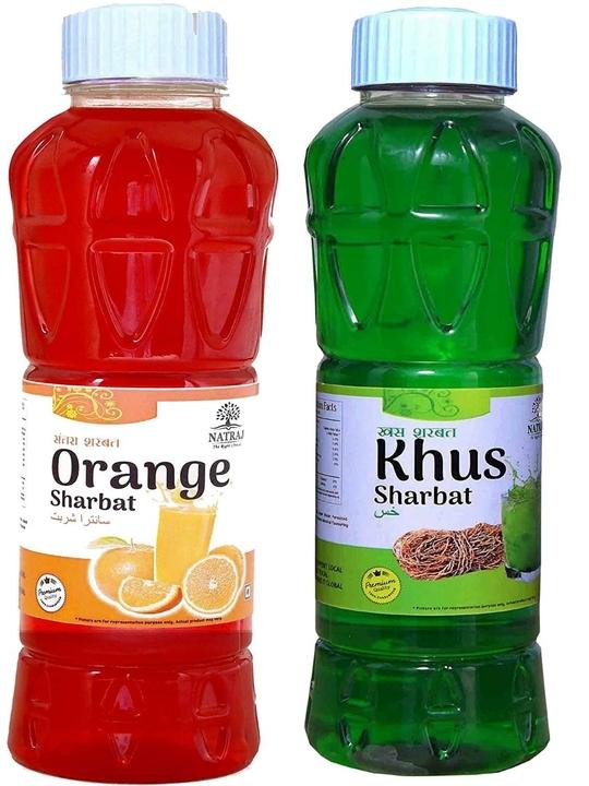 Natraj The Right Choice Khus Sharbat and Orange Sharbat Syrup - (750 X 2= 1500ml)  (Pack of 2)