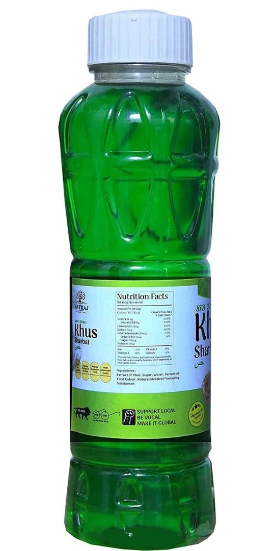 Natraj The Right Choice Khus Sharbat and Orange Sharbat Syrup - (750 X 2= 1500ml)  (Pack of 2)