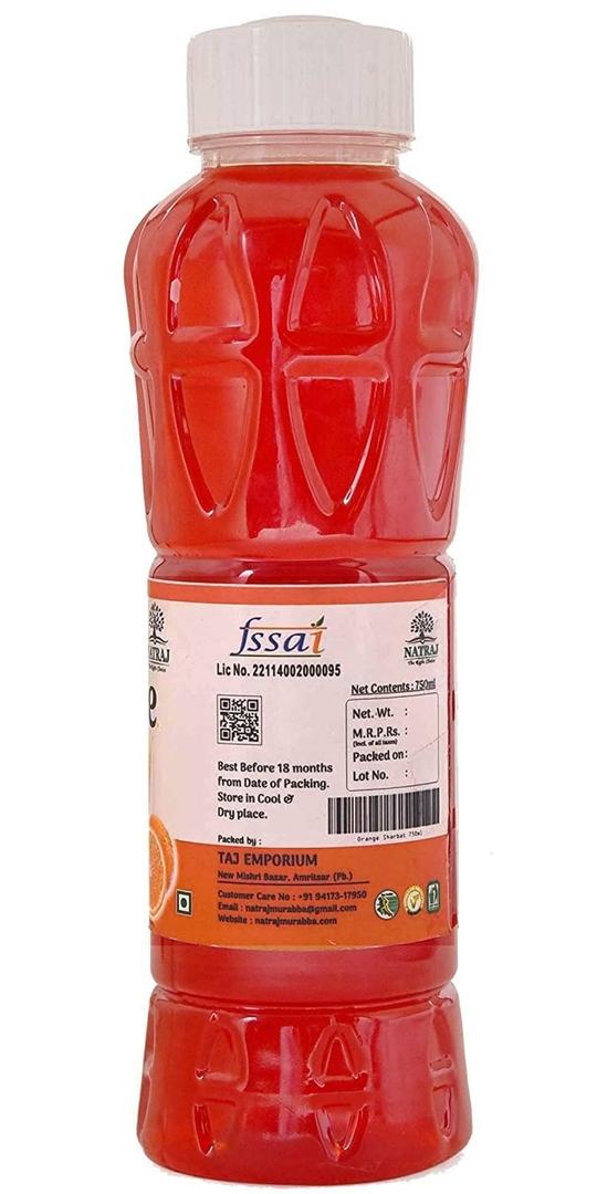 Natraj The Right Choice Khus Sharbat and Orange Sharbat Syrup - (750 X 2= 1500ml)  (Pack of 2)