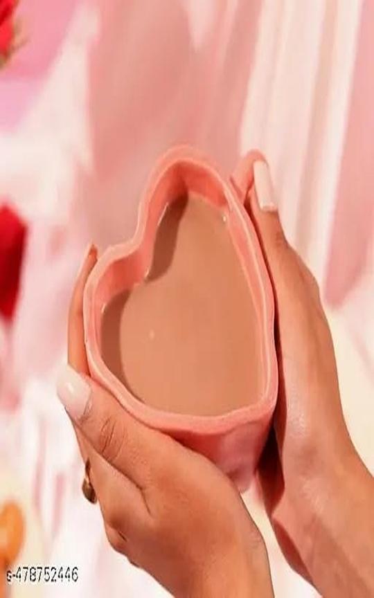The Earthystone Heart Shaped Ceramic Mug for Tea Coffee and Hot Beverages | Romantic Design Cup for Home Office and Gifting | Stylish Decorative Drinkware