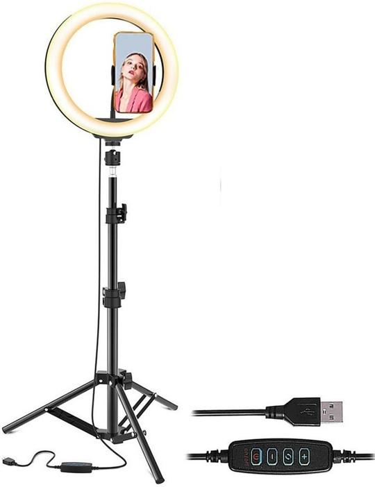 Webilla 10 Inch Selfie Ring Led Light With 7 Feet Metal Tripod Stand And Cell Phone Holder With Remote And 10 Level Light Brightness For Youtube