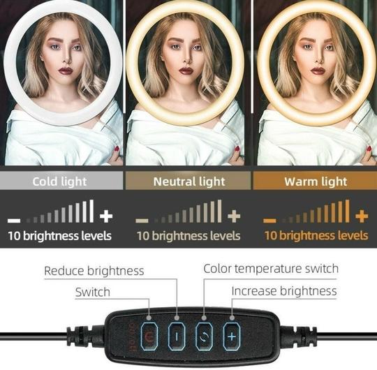 Webilla 10 Inch Selfie Ring Led Light With 7 Feet Metal Tripod Stand And Cell Phone Holder With Remote And 10 Level Light Brightness For Youtube