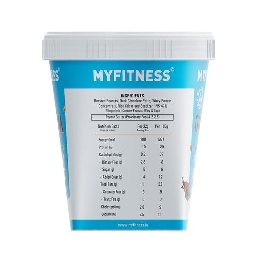 MyFitness Peanut Butter - 510 Gm -High Protein Dark Chocolate Peanut Butter Crispy - Olympia Edition