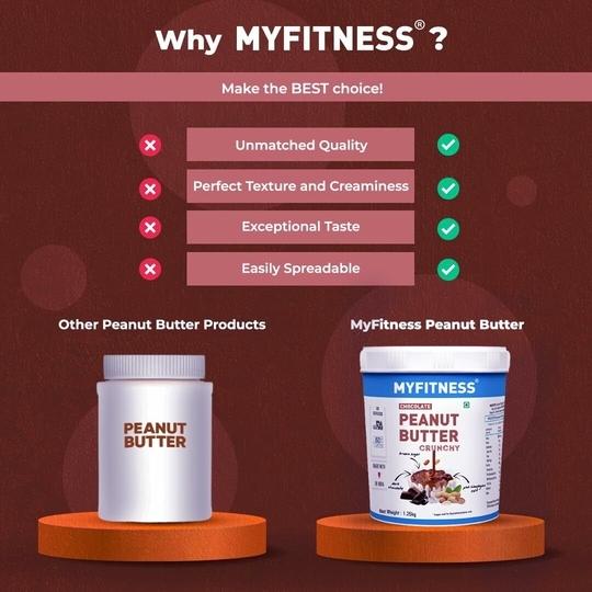 MyFitness Peanut Butter - 510 Gm -High Protein Dark Chocolate Peanut Butter Crispy - Olympia Edition