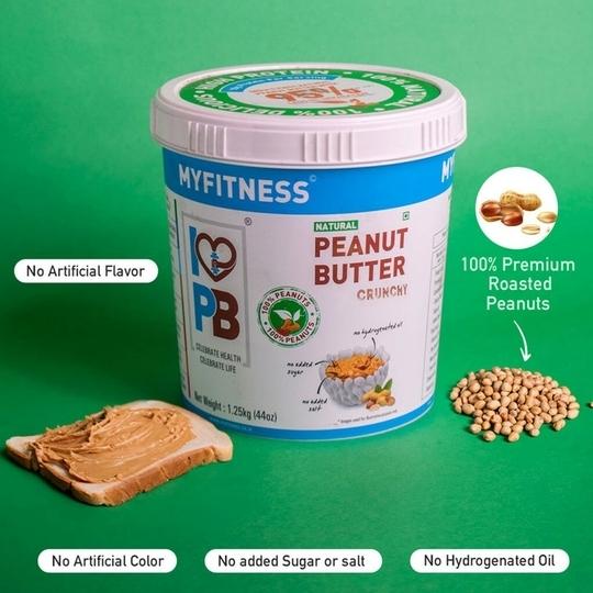 MyFitness Peanut Butter - 1250 gms Natural Crunchy Peanut Butter
