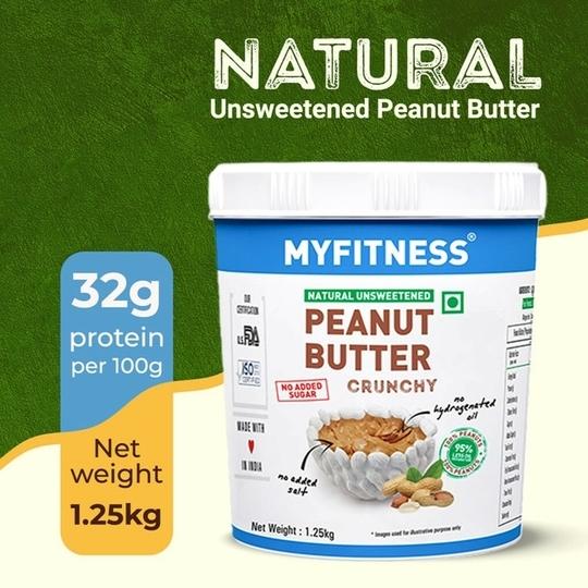 MyFitness Peanut Butter - 1250 gms Natural Crunchy Peanut Butter