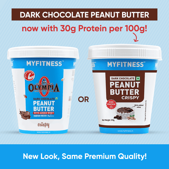 MyFitness Peanut Butter - 510 Gm -High Protein Dark Chocolate Peanut Butter Crispy - Olympia Edition