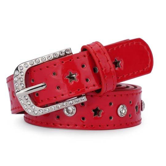 Kastner Women's Red PU Leather Casual & Formal Belt with Classic Pin Buckle