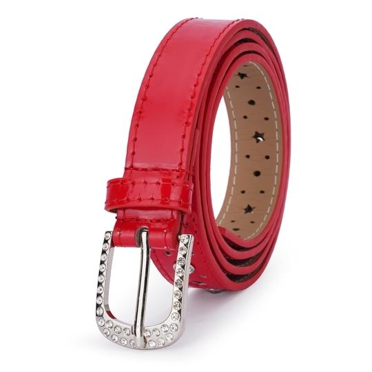 Kastner Women's Red PU Leather Casual & Formal Belt with Classic Pin Buckle
