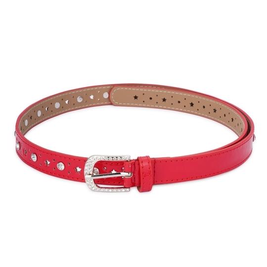 Kastner Women's Red PU Leather Casual & Formal Belt with Classic Pin Buckle
