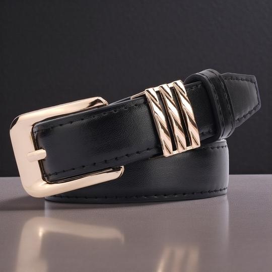 Kastner Women's Black PU Leather Casual & Formal Belt with Classic Pin Buckle