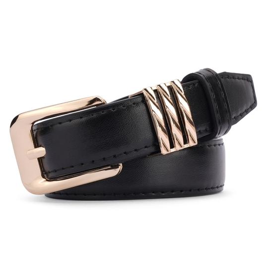 Kastner Women's Black PU Leather Casual & Formal Belt with Classic Pin Buckle