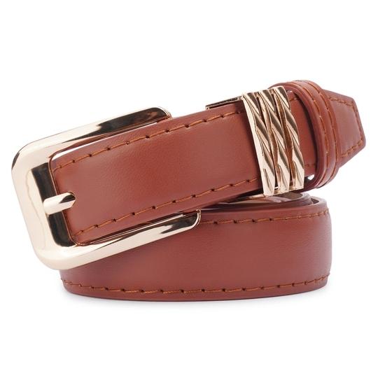 Kastner Women's Tan PU Leather Casual & Formal Belt with Classic Pin Buckle