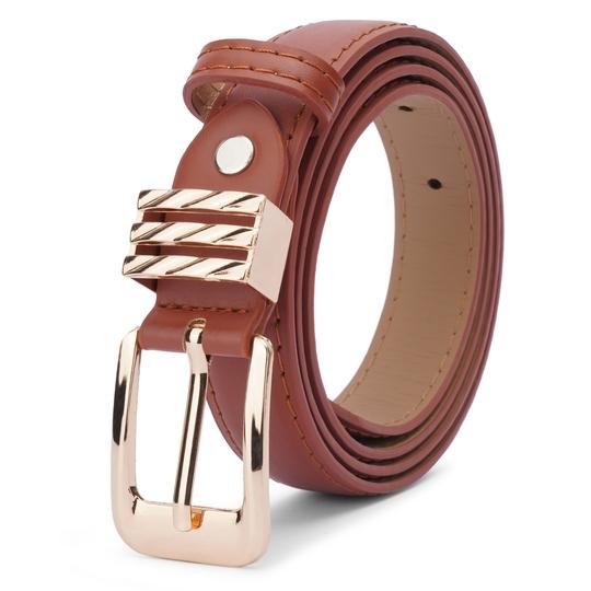 Kastner Women's Tan PU Leather Casual & Formal Belt with Classic Pin Buckle