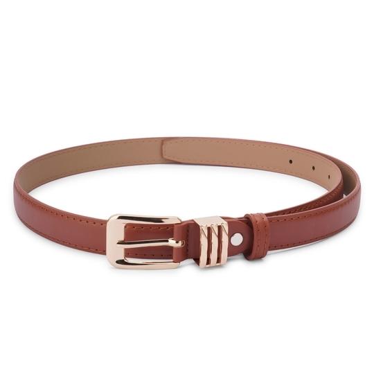 Kastner Women's Tan PU Leather Casual & Formal Belt with Classic Pin Buckle