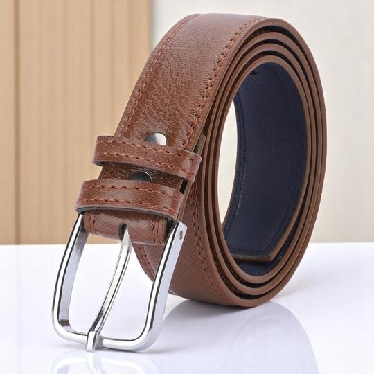 KASTNER Mens Adjustable Artificial Leather Belt with Classic Push Pin Buckle