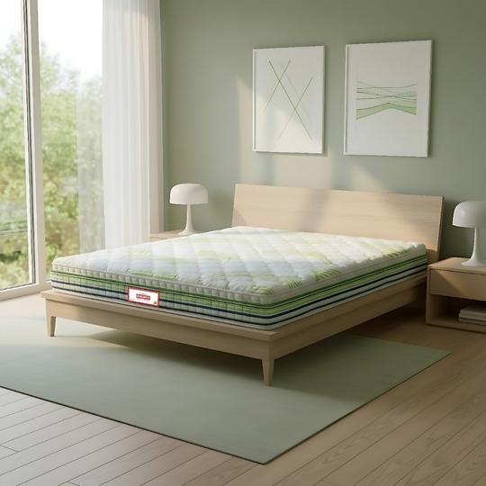 Coirfit  Alovera Spa Pillow Top With SRTX Technology 6 Inch Queen Size Convoluted Foam Mattress (75X66 Inches), 3-Zone Support, Aloe Vera Treated Fabric, with Memory Foam| 15-Year Warranty