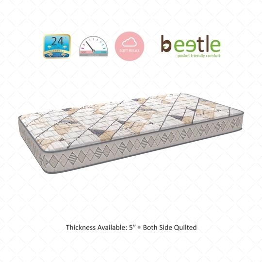 COIRFIT Beetle Plus with 36 YEARS OF TRUST 4 Inch Queen Size Bonded Foam Mattress(75X66 Inches), Double-Sided PU Foam Quilt | Durable & Lightweight |2-Year Warranty