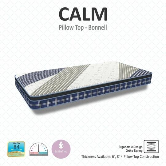 Coirfit CALM Pillow Top With ISPT Technology 8 Inch Double Size Bonnell Spring Mattress (78X48 Inches), Ortho Spring Support, Soft Relax Comfort, with Cool Gel Foam| 7-Year Warranty