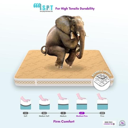 SLEEPSPA Super Contour ISP Tech. High Tensile 8 inch King Mattress | 7 Years Warranty |Medium Soft
 Mattress | Bonnell Spring Mattress (78X70X8 Inches, King Size Mattress, Beige)
